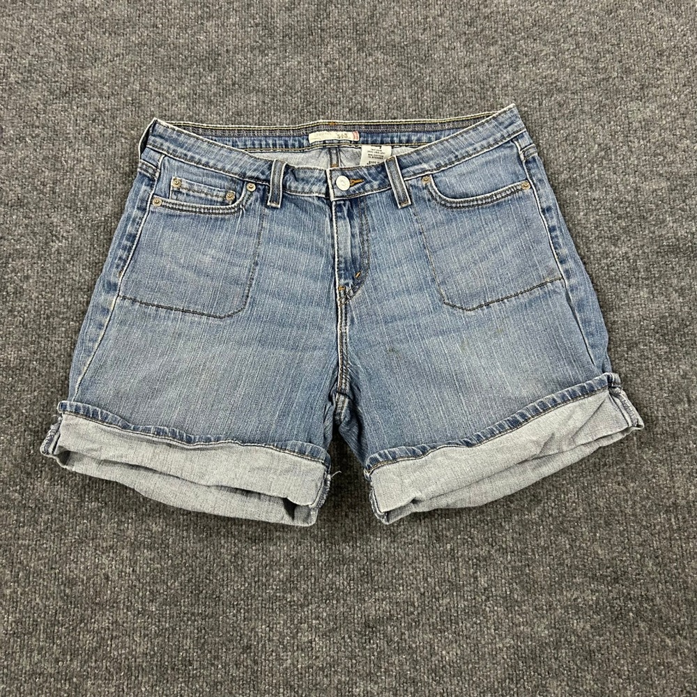 Levi's Shorts Womens Size 12 Blue 545 Cuffed Stretch Denim Casual Patch Pocket